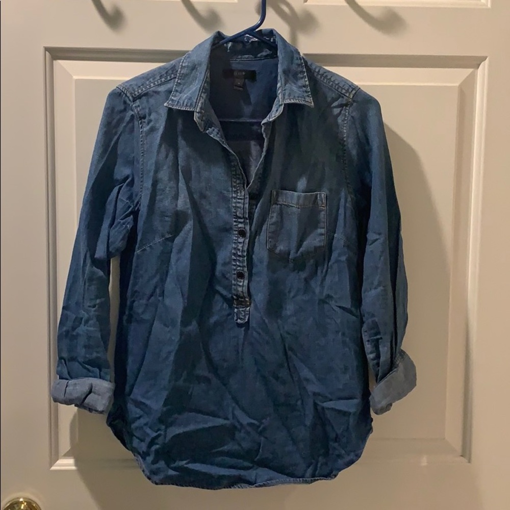 J. Crew Denim Half Button Down